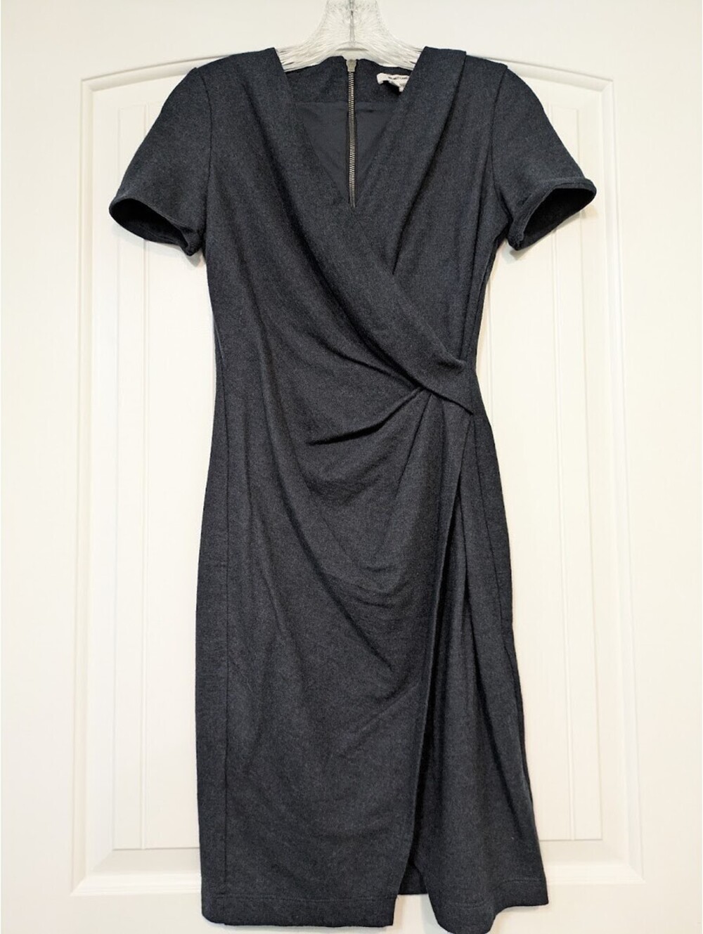 Helmut Lang Wool Dress Charcoal – Size Small – GUC – Zip Back